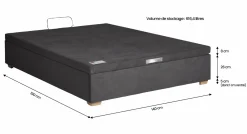 EPEDA Sommier coffre 34 cm Hercule - Gris Béton - 140 x 190 cm