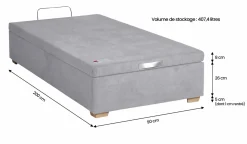 EPEDA Sommier coffre 34 cm Hercule - Gris Souris - 90 x 200 cm