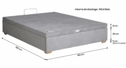 EPEDA Sommier coffre 34 cm Hercule - Gris Souris - 140 x 190 cm