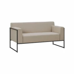EREME Canapé 2 Places Ruben en Acier et Tissu Recyclé - Etain / Papyrus