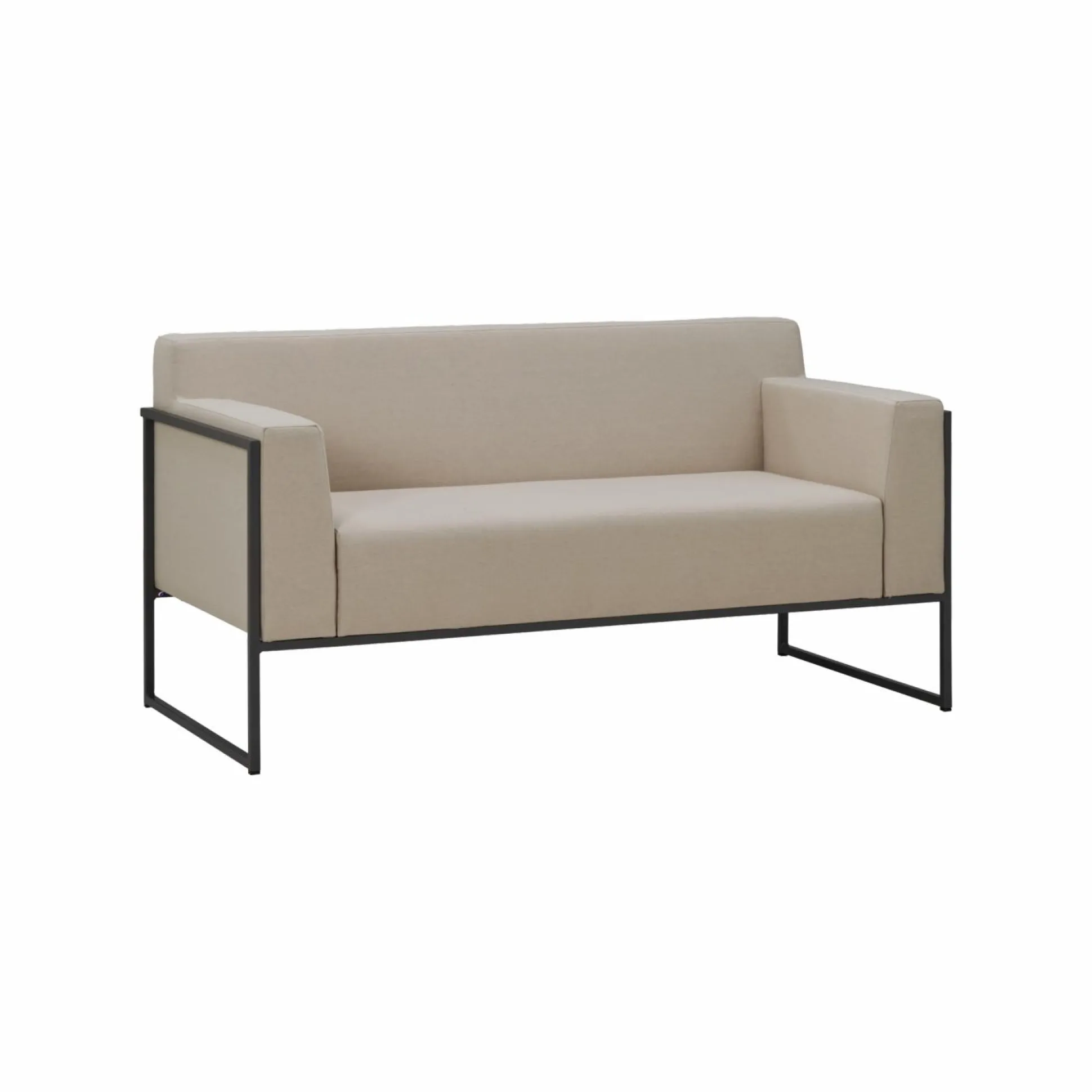 EREME Canapé 2 Places Ruben en Acier et Tissu Recyclé - Etain / Papyrus