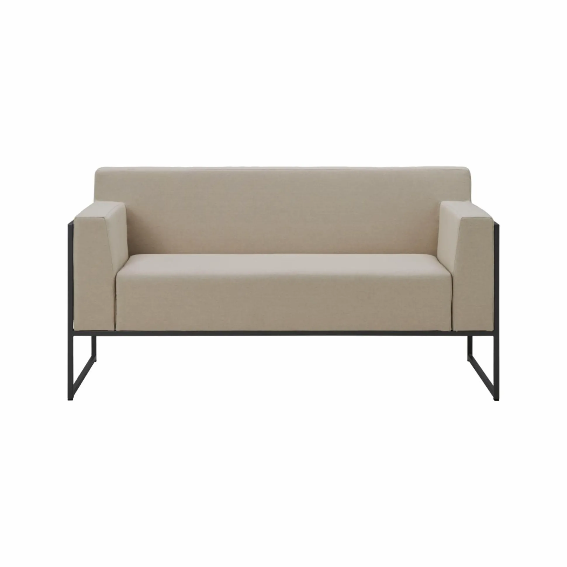 EREME Canapé 2 Places Ruben en Acier et Tissu Recyclé - Etain / Papyrus