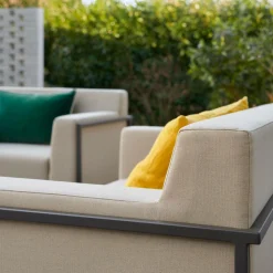 EREME Canapé 2 Places Ruben en Acier et Tissu Recyclé - Etain / Papyrus