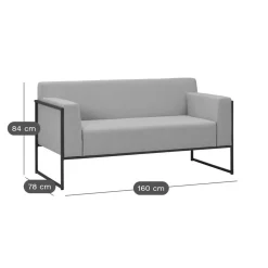 EREME Canapé 2 Places Ruben en Acier et Tissu Recyclé - Etain / Papyrus