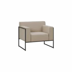 EREME Fauteuil Ruben en Acier et Tissu Recyclé - Etain / Papyrus