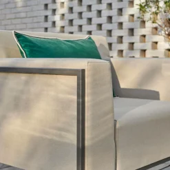 EREME Fauteuil Ruben en Acier et Tissu Recyclé - Etain / Papyrus