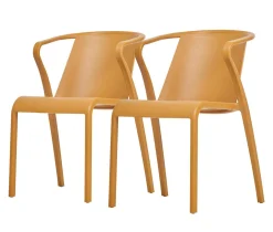 EZPELETA Lot de 2 Fauteuils Empilables Fado - Moutarde
