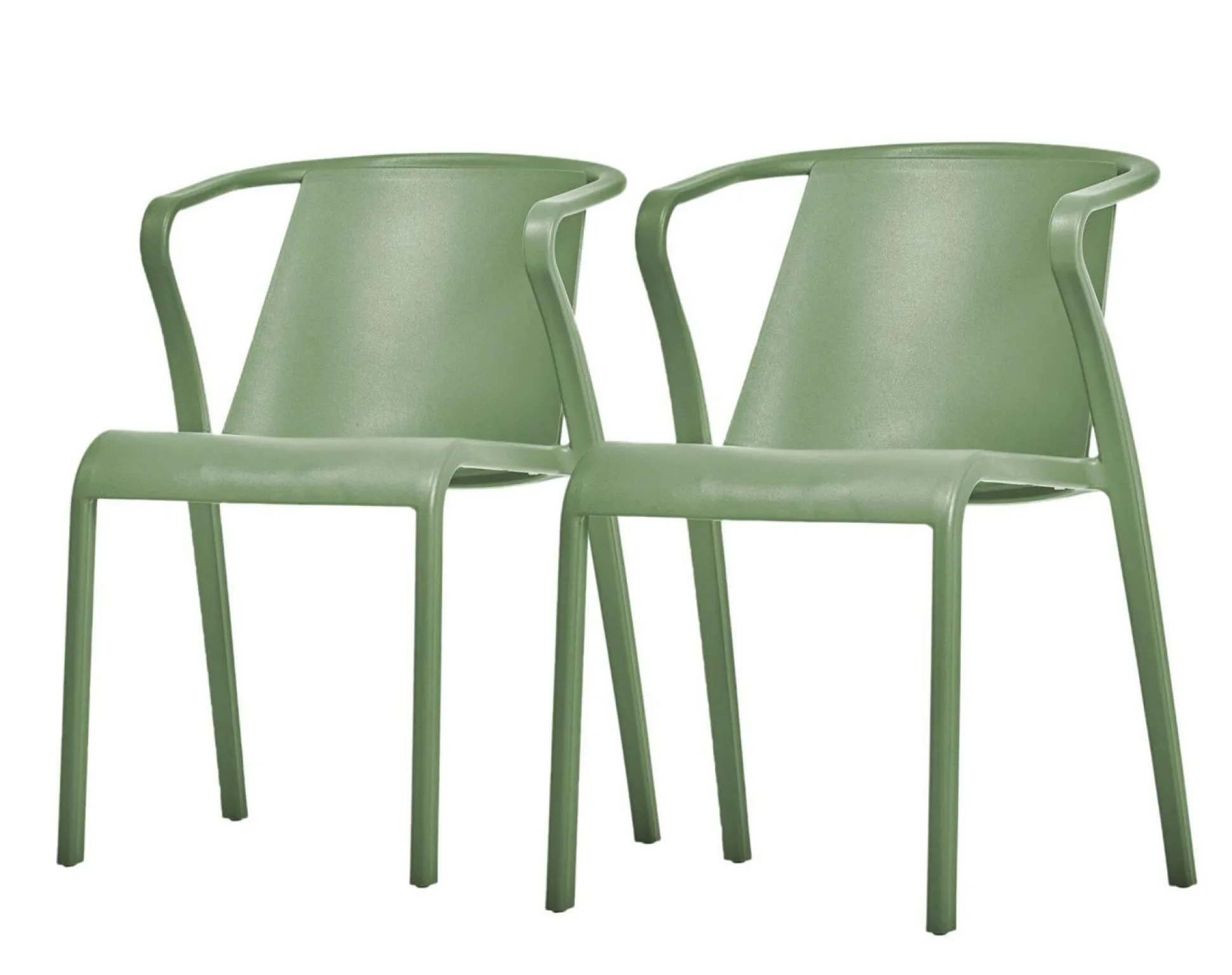 EZPELETA Lot de 2 Fauteuils Empilables Fado - Vert Olive