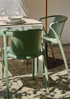 EZPELETA Lot de 2 Fauteuils Empilables Fado - Vert Olive