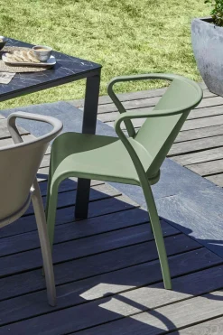 EZPELETA Lot de 2 Fauteuils Empilables Fado - Vert Olive