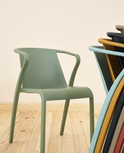 EZPELETA Lot de 2 Fauteuils Empilables Fado - Vert Olive
