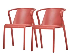 EZPELETA Lot de 2 Fauteuils Empilables Fado - Rouge brique