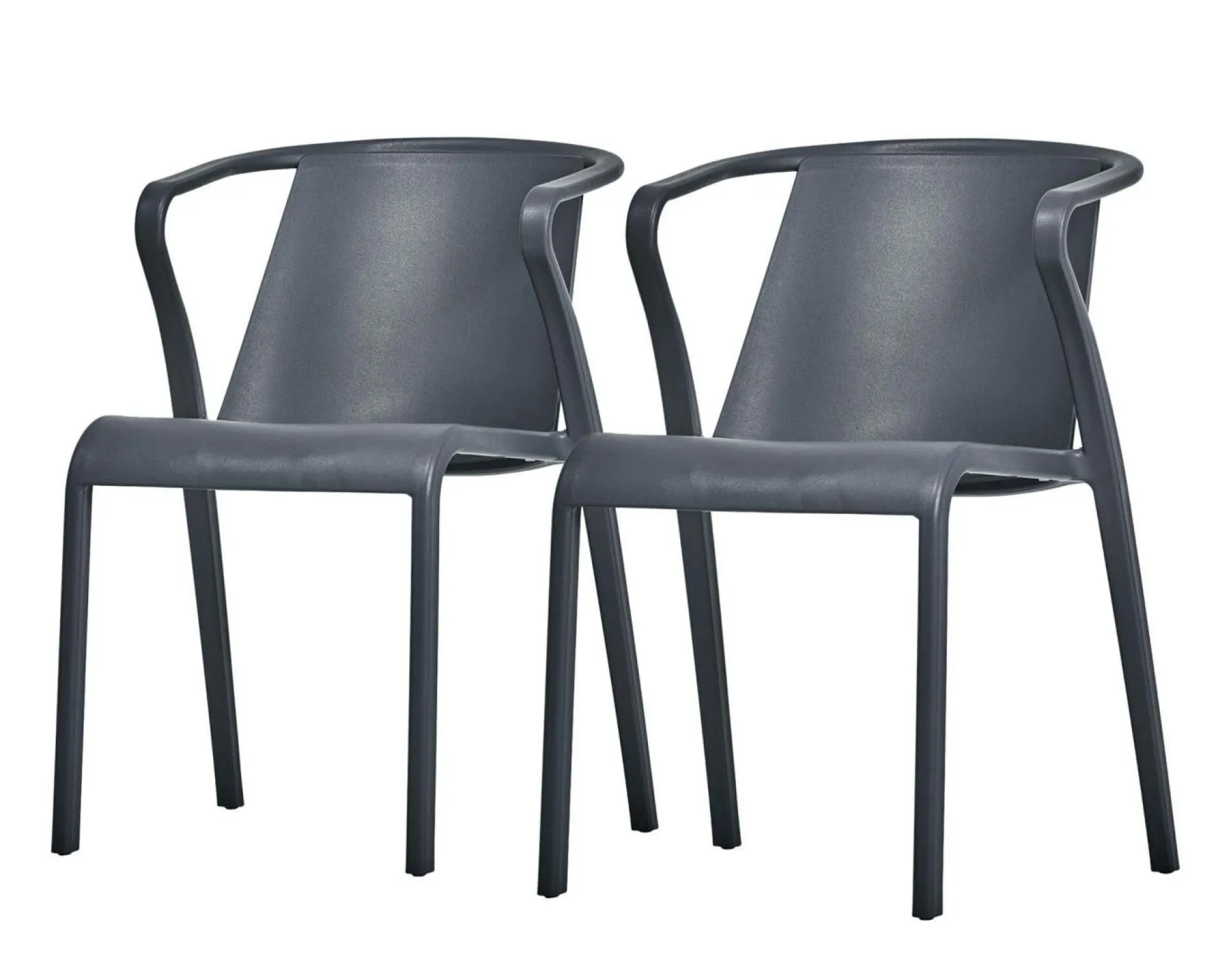 EZPELETA Lot de 2 Fauteuils Empilables Fado - Anthracite