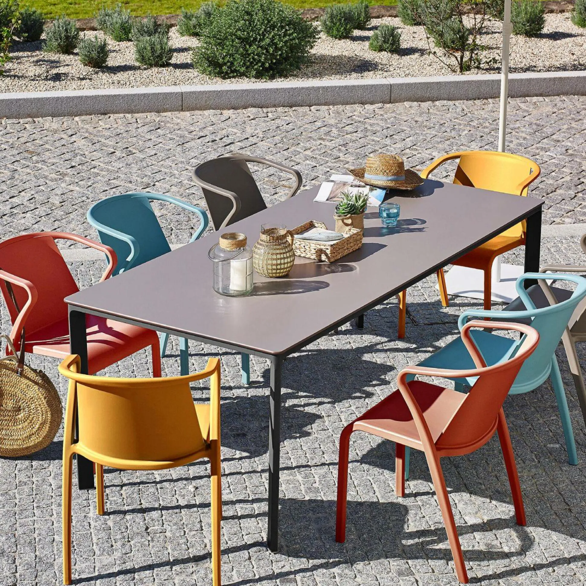 EZPELETA Lot de 2 Fauteuils Empilables Fado - Anthracite