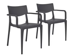 EZPELETA Lot de 2 Fauteuils Empilables Town - Anthracite