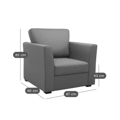 Fauteuil tissu déhoussable Marbella - Gris