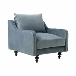 Fauteuil velours Orso - Bleu gris