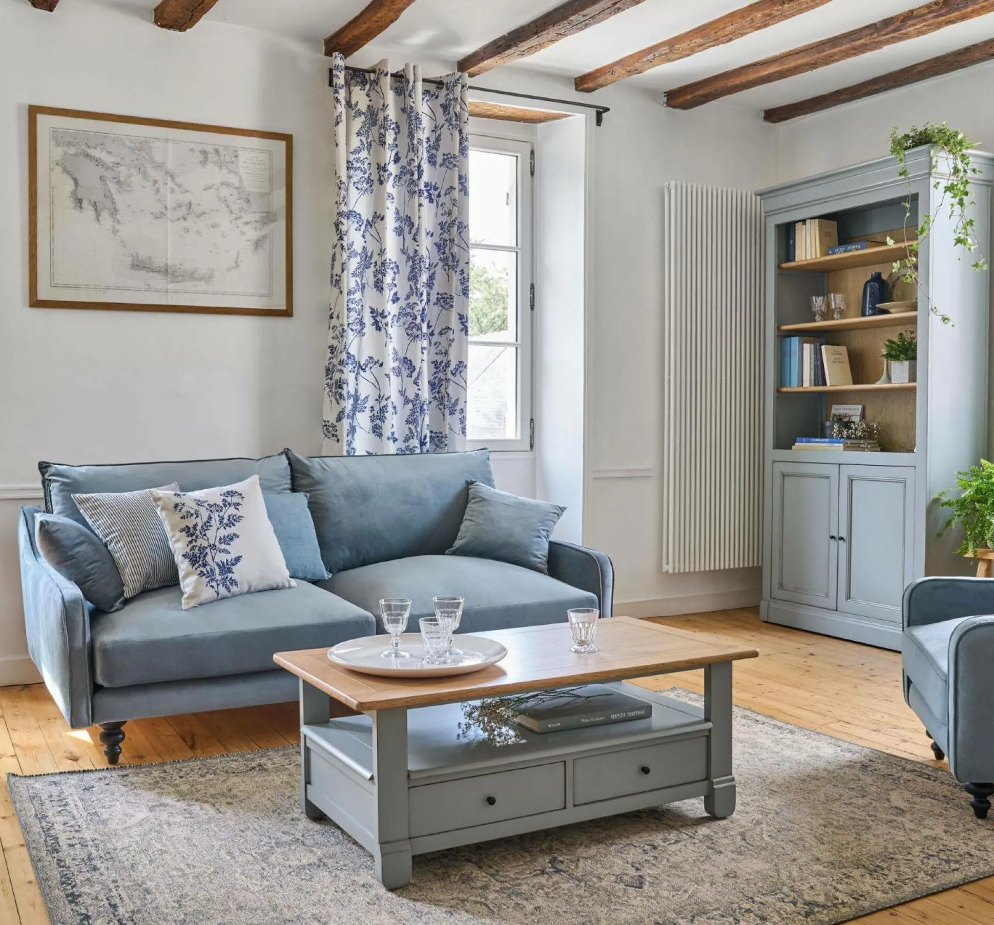 Fauteuil velours Orso - Bleu gris