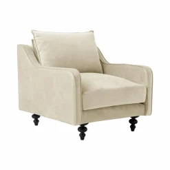 Fauteuil velours Orso - Ecru