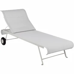 FERMOB Bain de Soleil Pliant Dune en Toile Stéréo et en Acier - Gris Argile