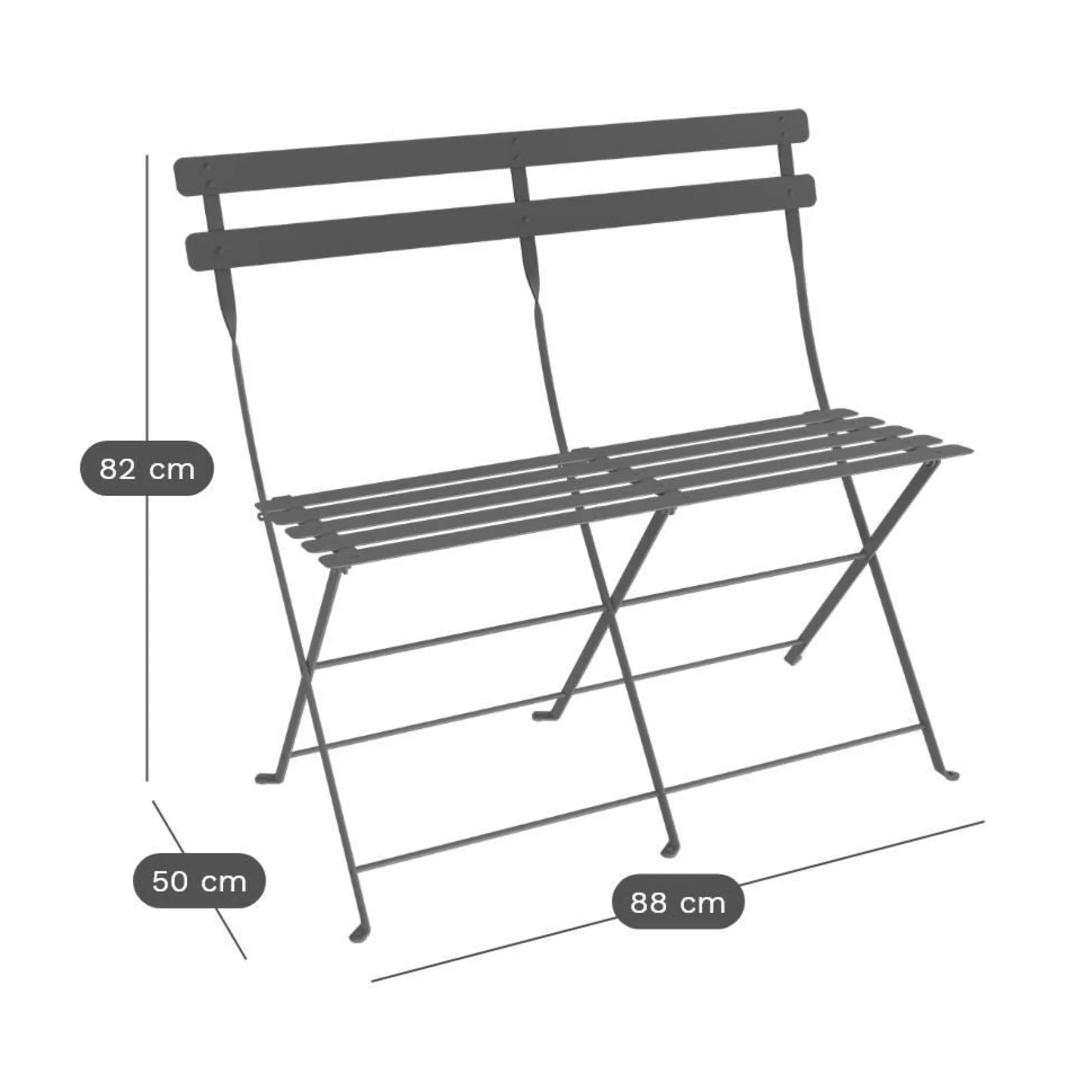 FERMOB Banquette Pliante 2 Places Bistro en Acier - Tilleul