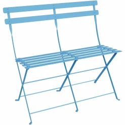 FERMOB Banquette Pliante 2 Places Bistro en Acier - Bleu Maya