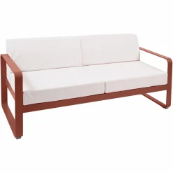 FERMOB Canapé 2 Places Bellevie Blanc Grisé en Aluminium - Ocre Rouge