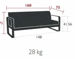 FERMOB Canapé 2 Places Bellevie Blanc Grisé en Aluminium - Gris Lapili
