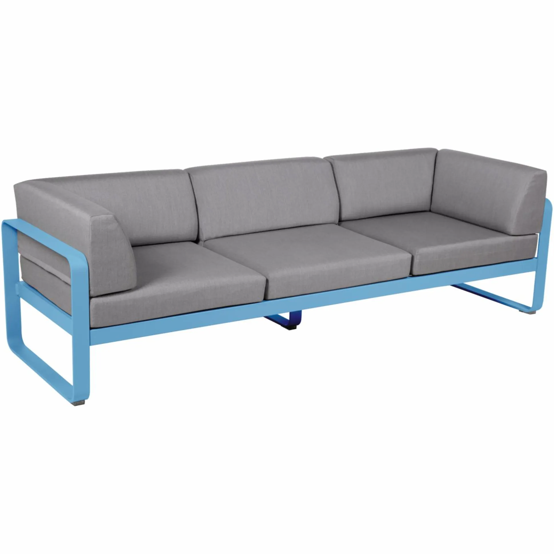 FERMOB Canapé 3 Places Bellevie Gris Flanelle en Aluminium - Bleu Maya