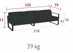 FERMOB Canapé 3 Places Bellevie Gris Flanelle en Aluminium - Gris Argile