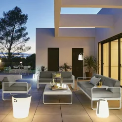 FERMOB Canapé 2 Places Bellevie Gris Flanelle en Aluminium - Bleu Maya