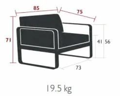 FERMOB Fauteuil Bellevie Gris Flanelle en Aluminium - Piment