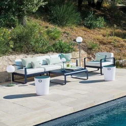 FERMOB Fauteuil Bellevie Blanc Grisé en Aluminium - Bleu Abysse