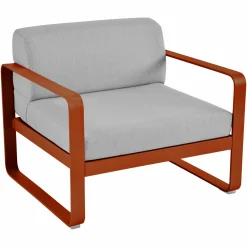 FERMOB Fauteuil Bellevie Gris Flanelle en Aluminium - Orange Confite