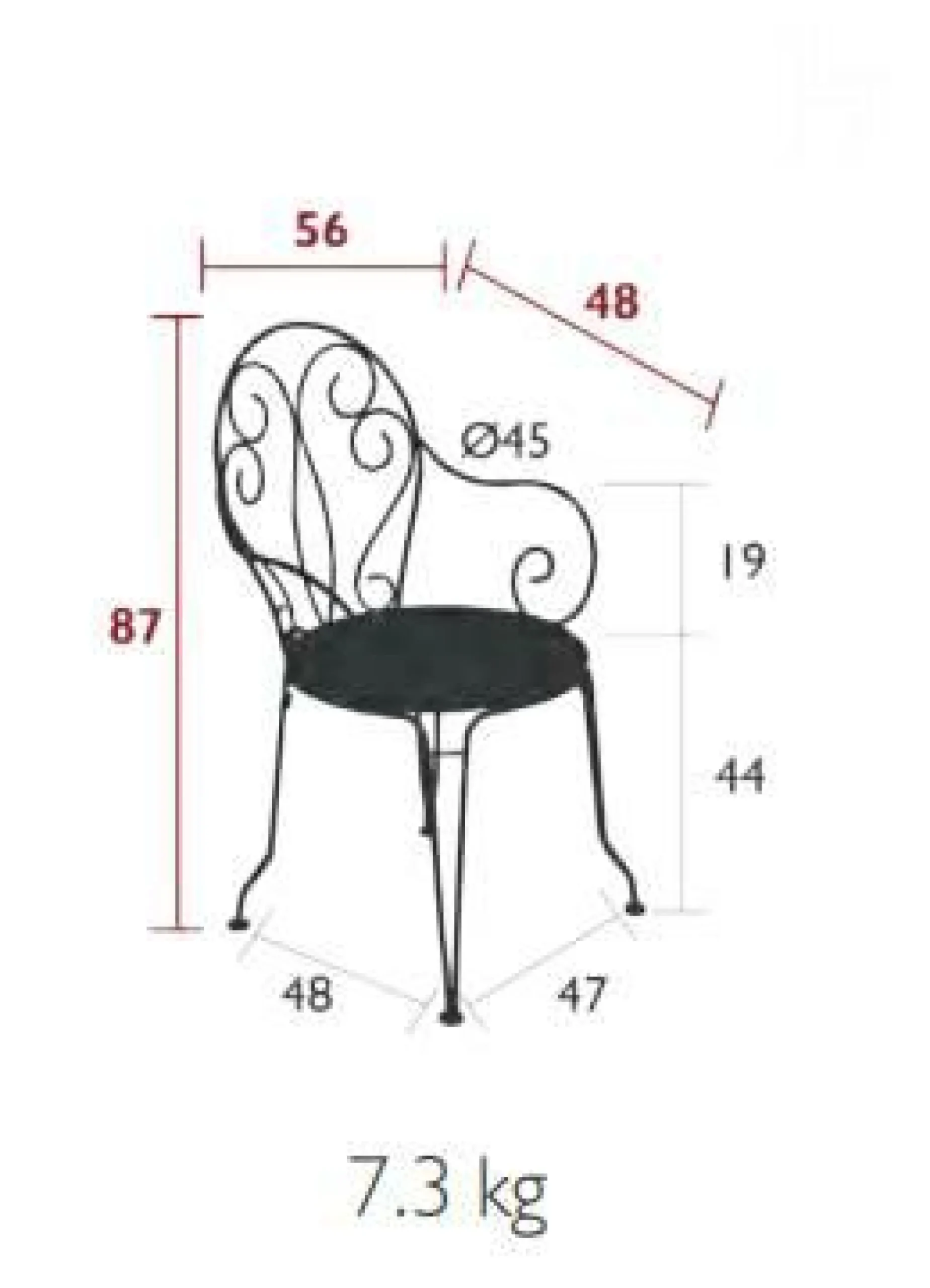 FERMOB Lot de 2 Fauteuils Empilables Montmartre en Acier - Piment