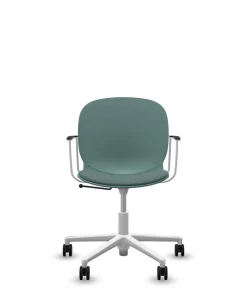 FLOKK Chaise de bureau assise capitonnée avec accoudoirs Noor 6070S - Bleu Vert