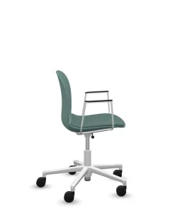 FLOKK Chaise de bureau assise capitonnée avec accoudoirs Noor 6070S - Bleu Vert