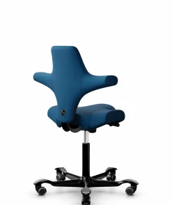 FLOKK Chaise de bureau assis debout Capisco 8106 - Bleu - Roulettes pour sol dur