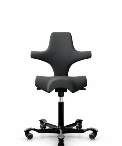 FLOKK Chaise de bureau assis debout Capisco 8106 - Gris Anthracite - Roulettes pour sol dur