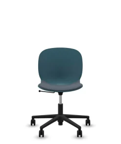 FLOKK Chaise de bureau assise capitonnée Noor 6070S - Bleu Pétrole