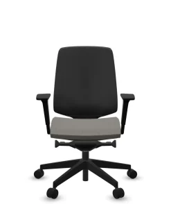 FLOKK Fauteuil de bureau base noire et dossier résille Light Up 250SL - Assise Beige - Roulettes pour sol dur