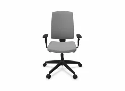 FLOKK Fauteuil de bureau dossier capitonné et accoudoirs réglables Raya 23S - Gris - Roulettes pour sol dur