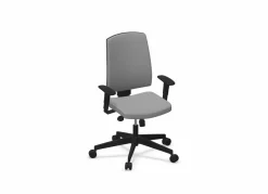 FLOKK Fauteuil de bureau dossier capitonné et accoudoirs réglables Raya 23S - Gris - Roulettes pour sol dur