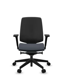 FLOKK Fauteuil de bureau base noire et dossier résille Light Up 250SL - Assise Bleu Foncé - Roulettes pour sol dur