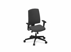 FLOKK Fauteuil de bureau dossier capitonné et accoudoirs réglables Raya 23S - Gris Anthracite - Roulettes pour sol dur