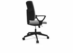 FLOKK Fauteuil de bureau dossier capitonné et plastique noir avec accoudoirs fixes Raya 21S - Gris - Roulettes pour sol dur