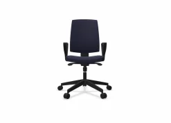 FLOKK Fauteuil de bureau dossier capitonné et plastique noir avec accoudoirs fixes Raya 21S - Bleu - Roulettes pour sol dur