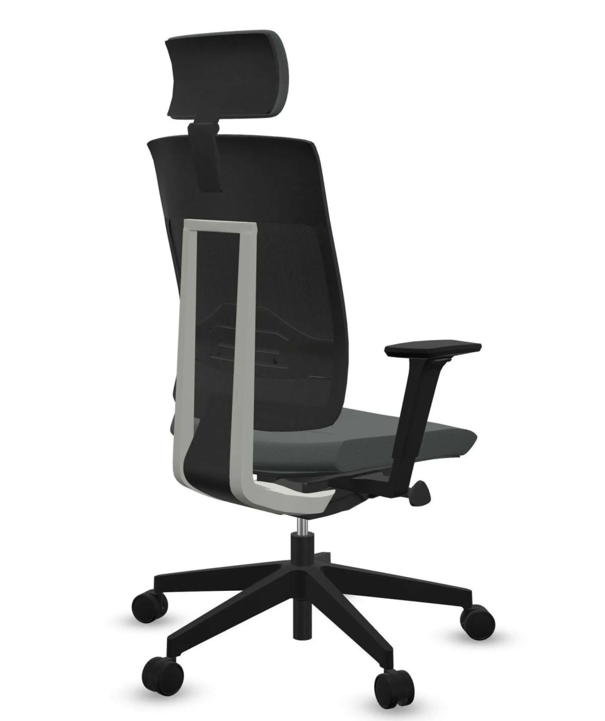 FLOKK Fauteuil de bureau avec tétière Xenon Net 111SFL - Gris - Roulettes pour sol dur