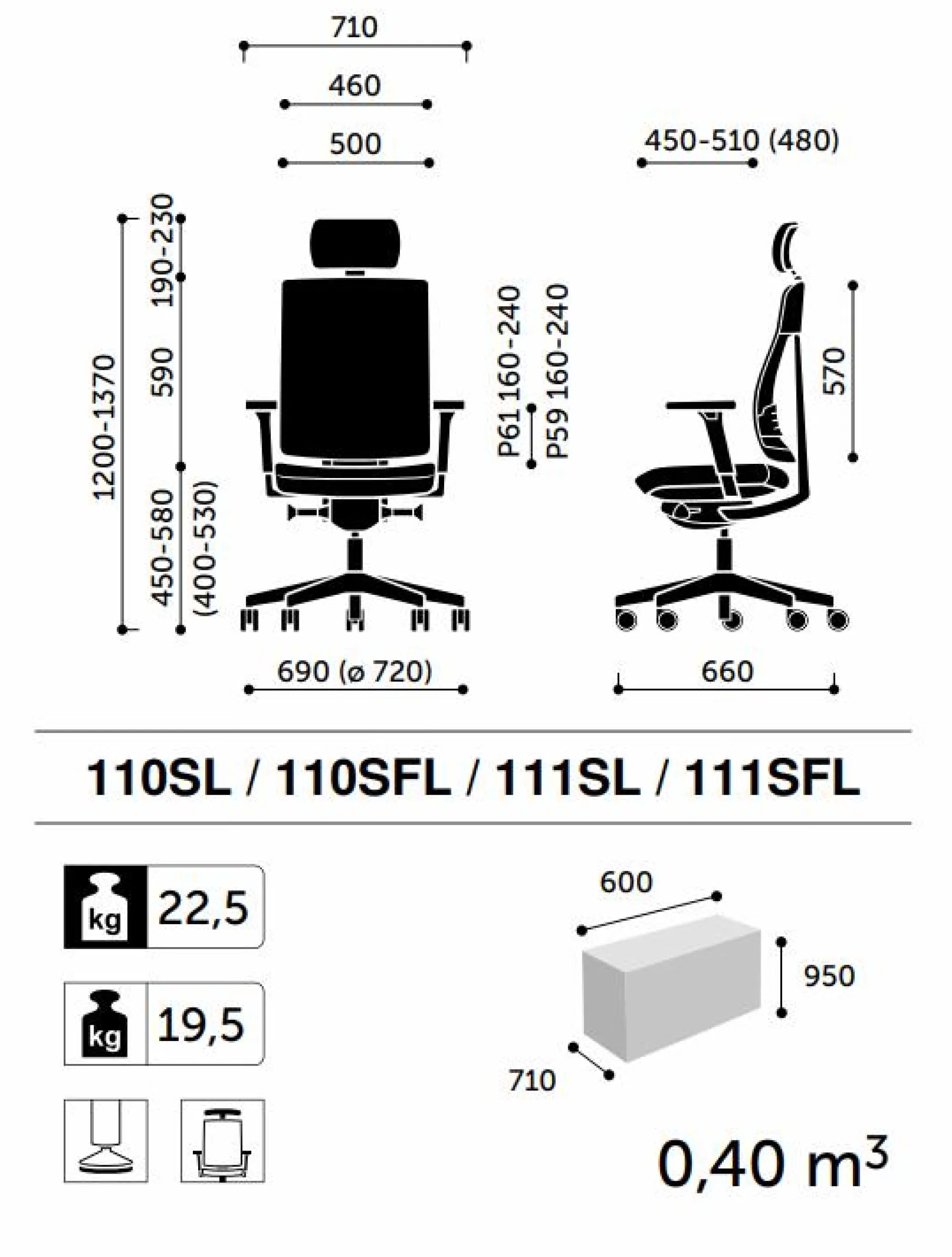 FLOKK Fauteuil de bureau avec tétière Xenon Net 111SFL - Gris - Roulettes pour sol dur
