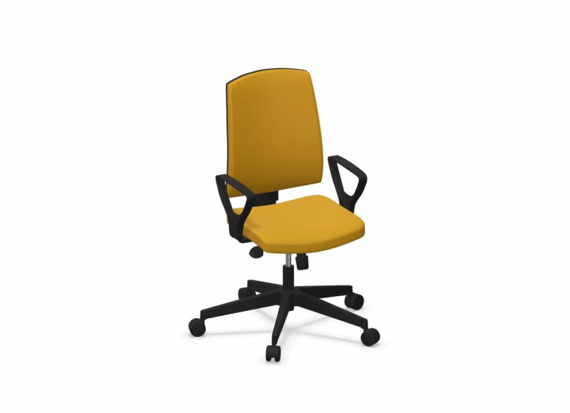 FLOKK Fauteuil de bureau dossier capitonné et plastique noir avec accoudoirs fixes Raya 21S - Jaune - Roulettes pour sol dur